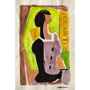Albert Coste (1895-1985), Abstraction, Gouache On Paper Signed Right, 56.
