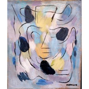 Albert Coste (1895-1985), Abstraction With Face, Oil On Canvas Signed, Framed