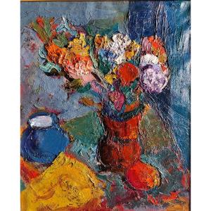 Pierre Ambrogiani (1907-1985), Large Bouquet, Oil On Canvas, Signed, Certificate
