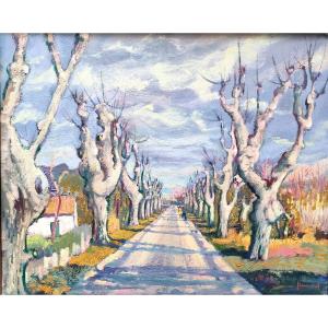 Guy Besnard (1939-), The Road To Arles, Oil On Canvas Signed