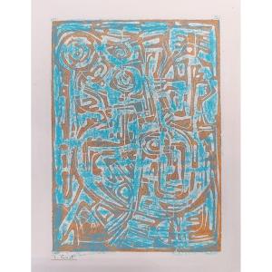 L. Tirrot (20th Century), Modern Composition, Gouache And Pastel On Paper, Signed, Framed