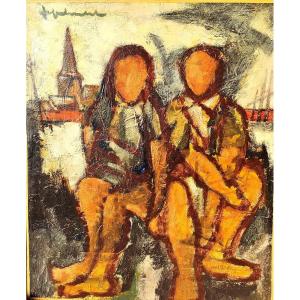 Jeff Friboulet (1919-2003), Spanish Children, Oil On Canvas Signed