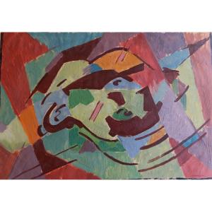 Albert Coste (1895-1985), Abstraction, Oil On Tracing Paper, Signed, Framed.