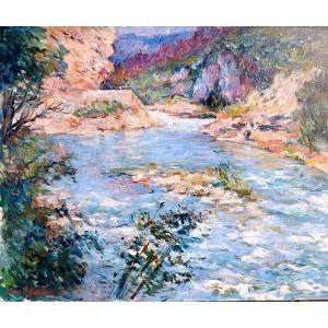 Max Agostini (1914-1997), The Verdon Gorges, Oil On Canvas Signed
