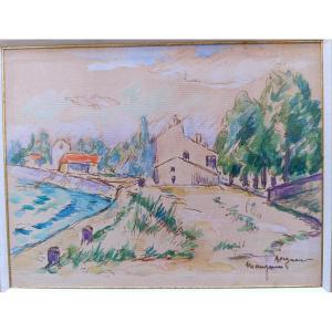 Henri Manguin (1874-1949), Ile De La Barthelasse, Avignon, Watercolor On Paper, Signed, Located