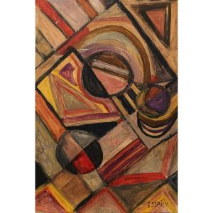 Nicolai Issaiev (1891-1977), Cubist Composition, Gouache On Paper Signed, Framed
