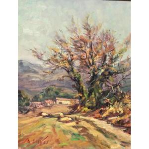 A. Sieyes (1914-1999), The Almond Tree In Provence, Oil On Panel, Signed, Framed