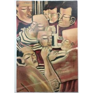 E. Melik (1904-1976), Masks, Lithograph On Velin Paper, Numbered 122/180, Framed