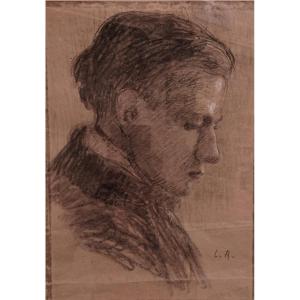 Louis Audibert (1880-1983), Portrait Of A Man By Louis Audibert, Charcoal On Paper, Framed