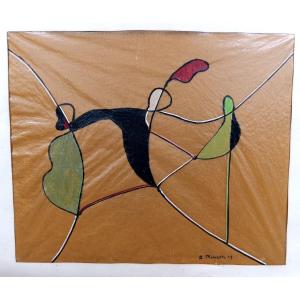 James Pichette (1920-1996), The Acrobat, Oil And Ink On Tracing Paper, Signed, Dated 1946