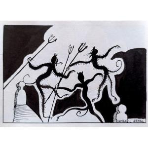 Raphael Arnal (1906-1963), Mysticism, Ink On Paper, Signed, Framed, 1932