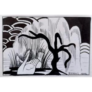 Raphael Arnal (1906-1963), Two Signs, Ink On Paper, Signed, Framed, 1932