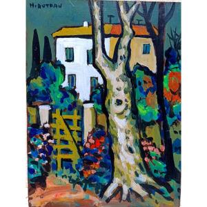 Henri Autran (1926-), La Maison Au Platane, Oil On Panel, Signed