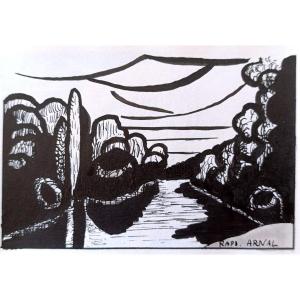 Raphael Arnal (1906-1963), The River, Ink On Paper, Signed, Framed, 1932