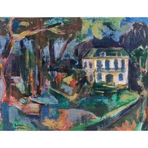 Raphael Arnal (1906-1963), Le Parc Des Andreis, Gouache On Paper, Signed, Dated 1947 On Back.