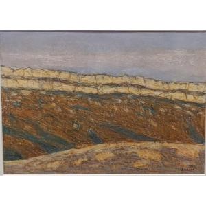 Jean-pierre Blanche (1927–), The Cengle Plateau, Pastel On Paper, Signed On The Right