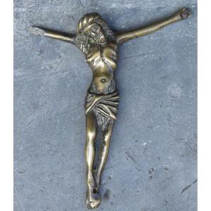Late Medieval Wall-mounted Christ. Bronze.