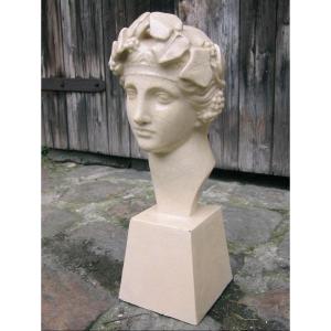 Bust Of A Young Bacchus In Crackled Earthenware By Kaza.