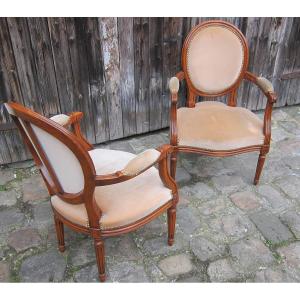Pair Of Louis XVI Style Medallion Armchairs.