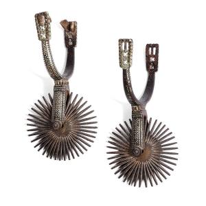 Pair Of Damascene Spurs, South America 19th Century