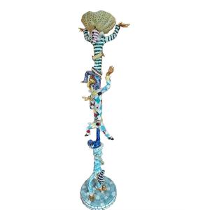 Ceramic Floor Lamp By Ottelo Rosa, Italy 1950