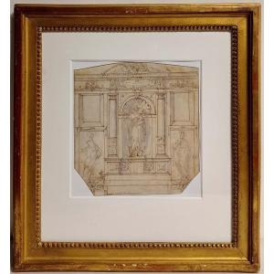 16th Drawing, Italian School, Chapel Project, Giulio Campi