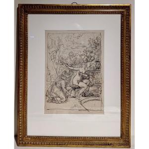 Jean-claude Naigeon (1753-1832), Suzanne And The Old Men, Drawing