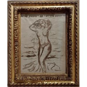 "feet In The Water", Roderic O'conor (1860-1940), Wash Drawing On Paper