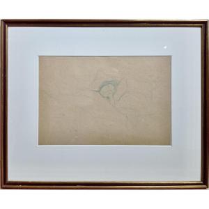 Jules Adler (1865-1952) "the Sleeping Woman" Blue Pencil On Paper.