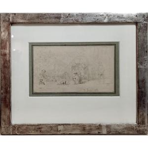 Karl Girardet (1813-1871) Graphite On Paper, 19th Century.