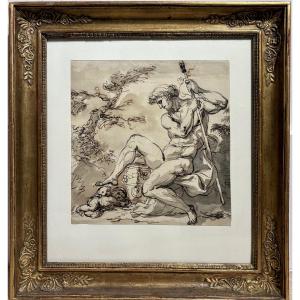Antique Drawing, Italian School, 18th Century, In The Style Of Ubaldo Gandolfi