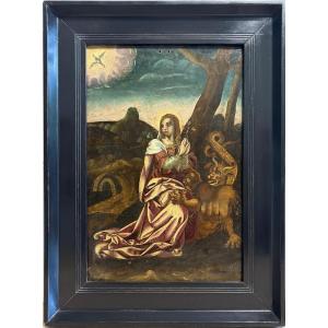 Saint Martha, Late 16th Century School, Oil On Copper.