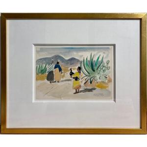 Yves Brayer ( 1907-1990) Watercolor On Paper, Mexico 1963.