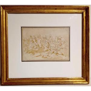 18th Century Drawing, Pen And Ink Wash On Laid Paper