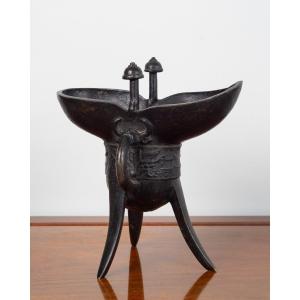 Jue - Wine Cup, Signed, China, Qing Dynasty, Guangxu.