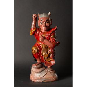 Chinese Taoist Divinity, China / Vietnam, Polychrome Wood, 19th Century.