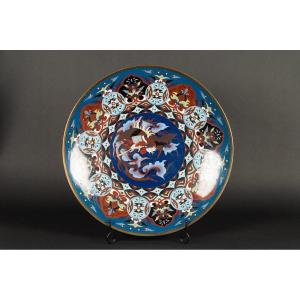 Cloisonne Dish With Phoenix, Japan, Meiji Era (1868-1912)