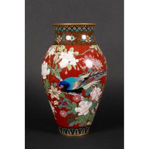 Pheasant Vase, Cloisonné, Japan, Meiji Era (1868-1912).