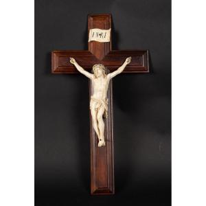 Crucifix On Rosewood Cross, France, 2nd Half Of The 19th Century.  
