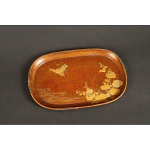 Bird Tray, Maki-e Lacquer, Japan, Edo/meiji Period, 19th Century.