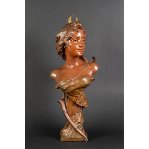 Bust Of Diana, Georges Van Der Straeten (1856-1928), Paris, Art Nouveau, Circa 1900