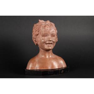 Bust Of A Child, D. H. Chiparus, Terracotta, Art Deco, France, 1920s/30s.
