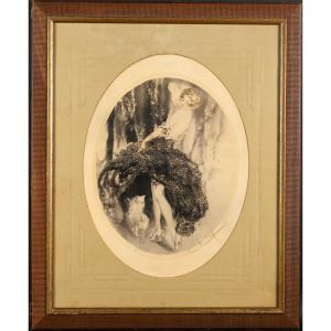 Woman With Dog, Louis Icart (1888 - 1950), Art Deco, France, 1920s/30s.