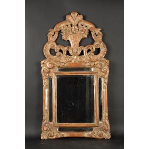 Baroque Style Silver Mirror, Wood, France, 19th Century. 
