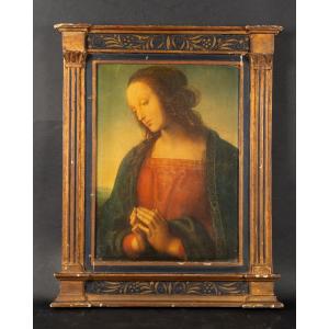 Virgin In A Neo-renaissance Frame, Chromolithograph, Late 19th Century.