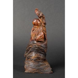 Shoulao, Wood, China, Qing Dynasty, 19th Century. 