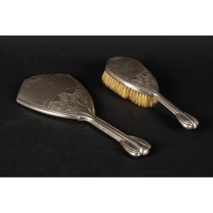 Mirror And Brush, Wmf, Art Nouveau, Germany, Circa 1900.