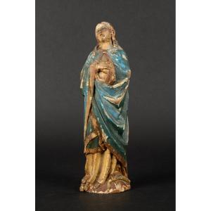 Immaculate Virgin Mary, Polychrome Wood, 18th Century 