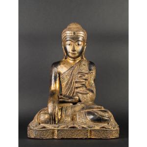 Mandalay Buddha, Burma, Gilded Wood, 19th-20th Century  