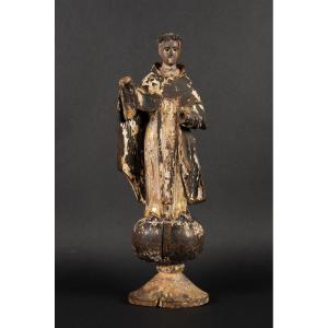 Saint - Moine, Polychrome Wood, 18th Century.  